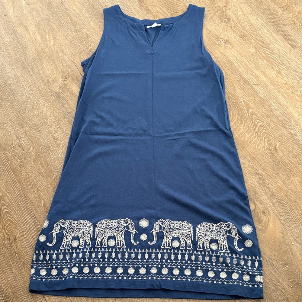 J. Jill Blue Dress with Embroidered Detail